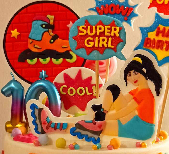 Super girl roller cake