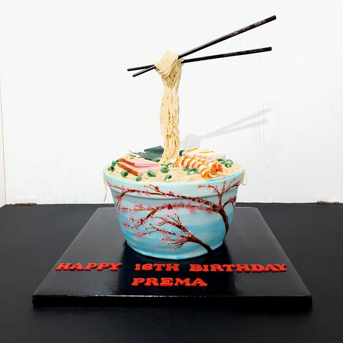 Gravity defying cherry blossom ramen bowl 