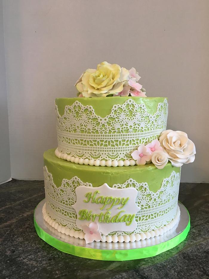 80th Lace on Buttercream