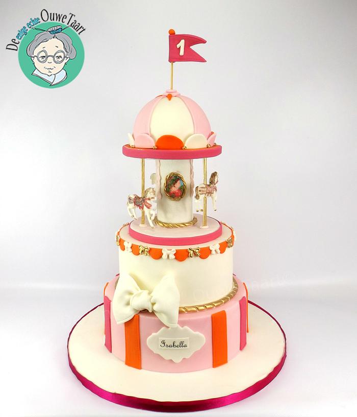 Carrousel cake orange/ pink