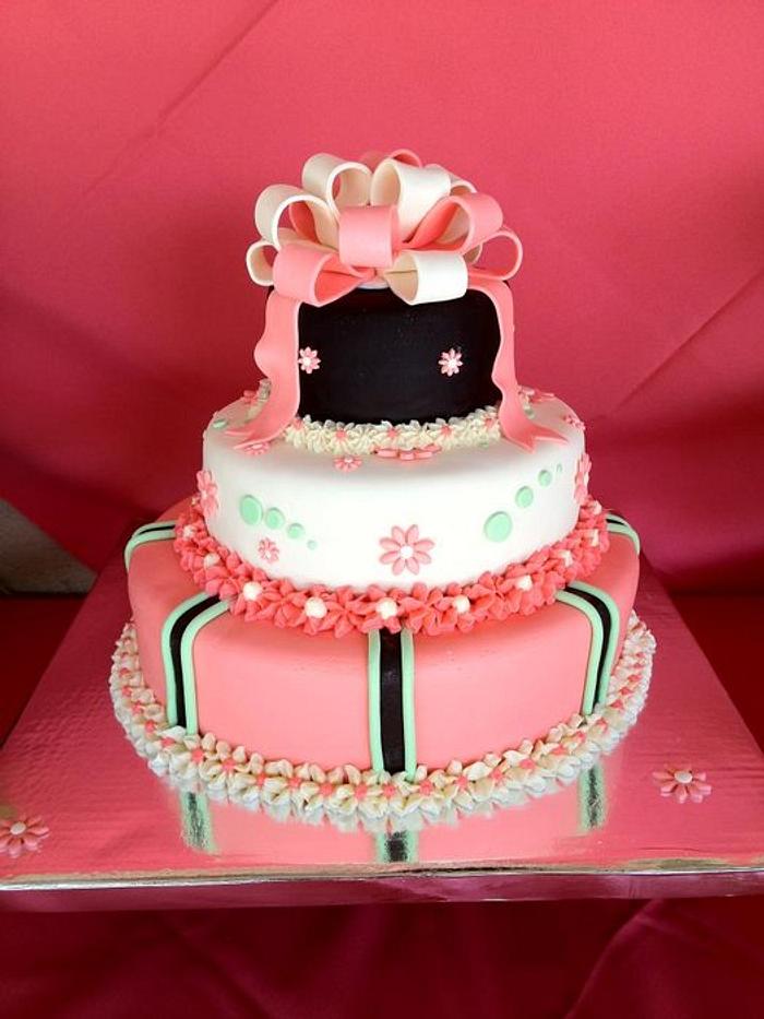 Coral Baby Shower cake