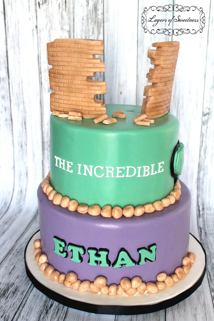 Hulk theme birthday cake