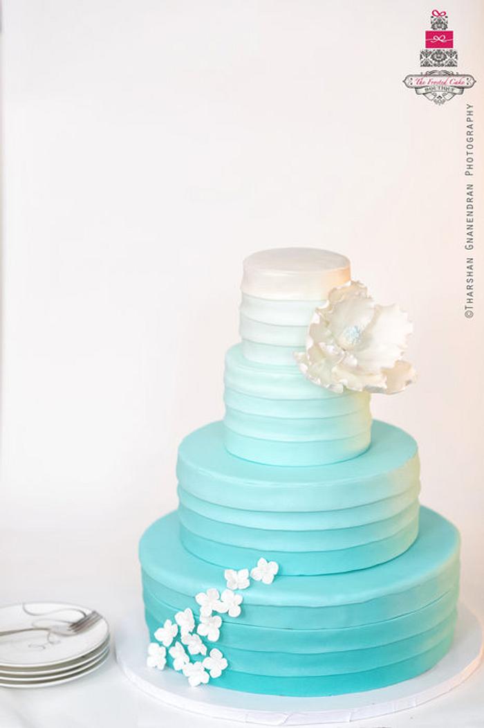 Tiffany Inspired Ombré Wedding Cake