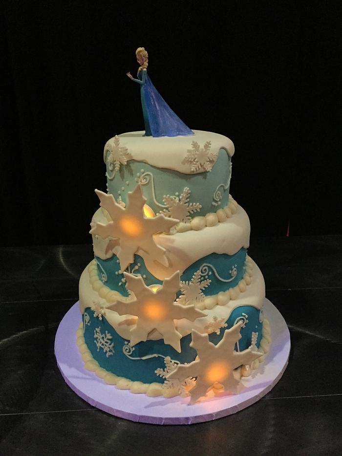 Frozen cake with lights 
