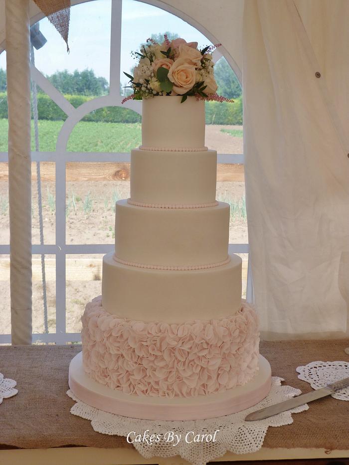 Simple Ruffle Wedding Cake