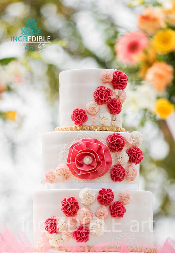 Coral Radiance-Indo-Intl Wedding Cake