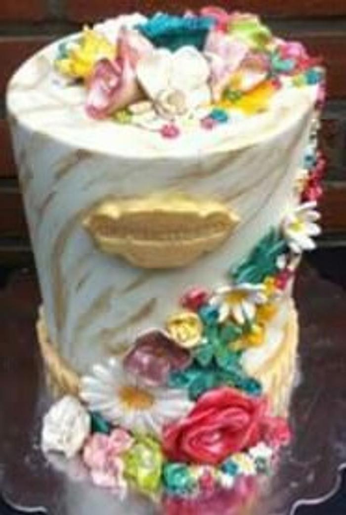 Double barrel flower cake