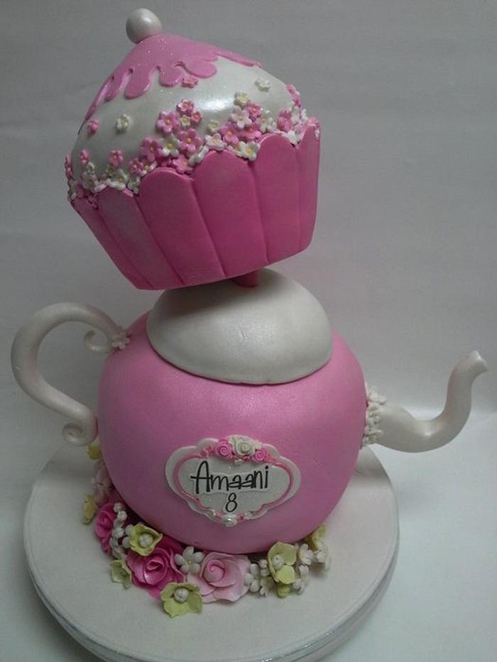 Tea Pot and Cupcake Cake