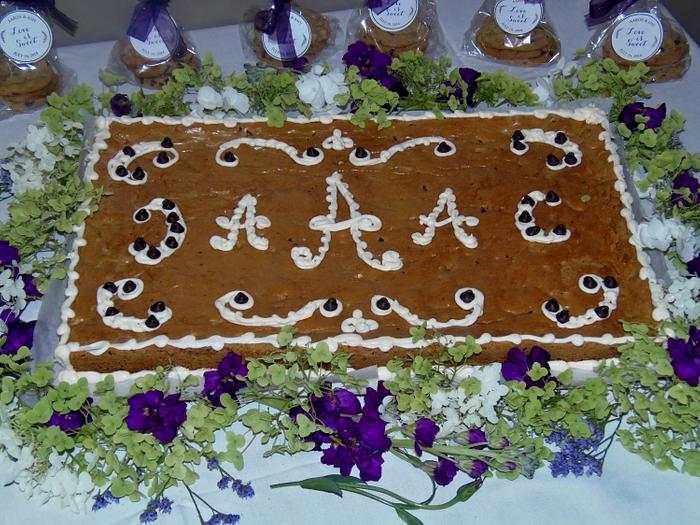 Chocolate Chip Grooms cookie cake 