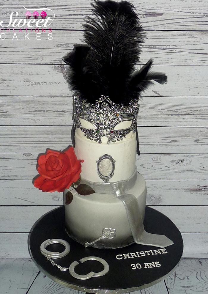 "Fifty shades of grey" themed cake