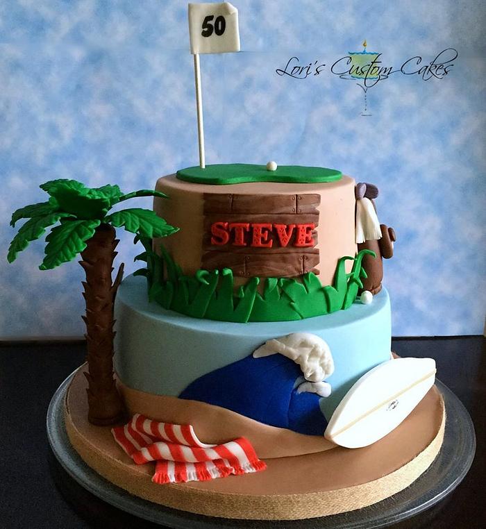 50th Birthday cake for a beach loving golf loving kind of guy :)