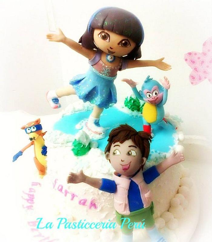 Dora's Ice Skating cake