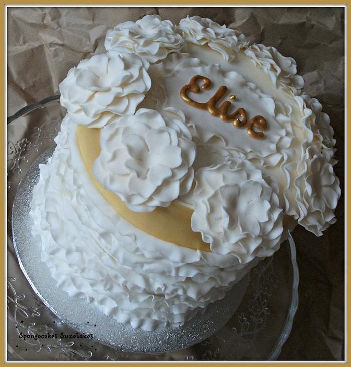 Ruffle Christening Cake