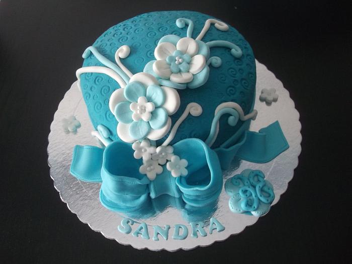 bolo flor azul