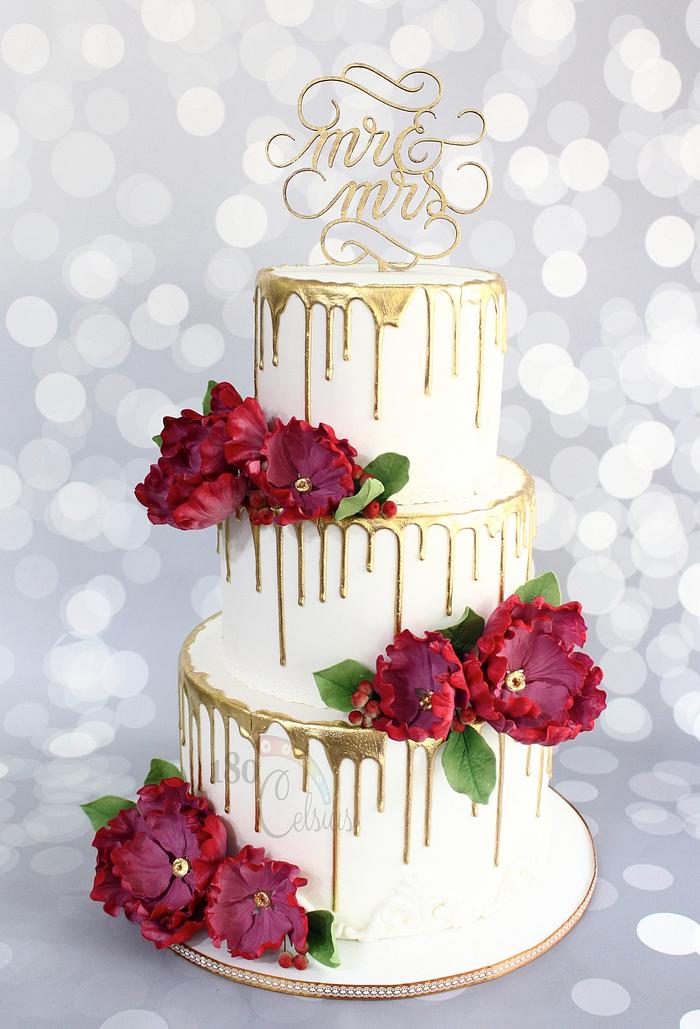 The Golden Drip Wedding Cake 