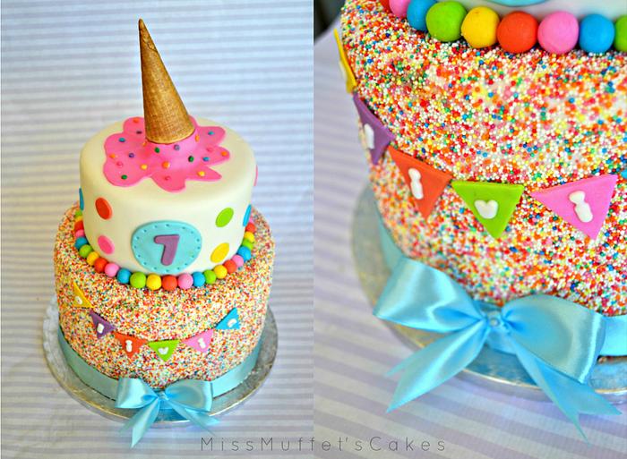 Ice cream themed sprinkles cake <3 