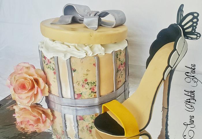 Shoes and box cake