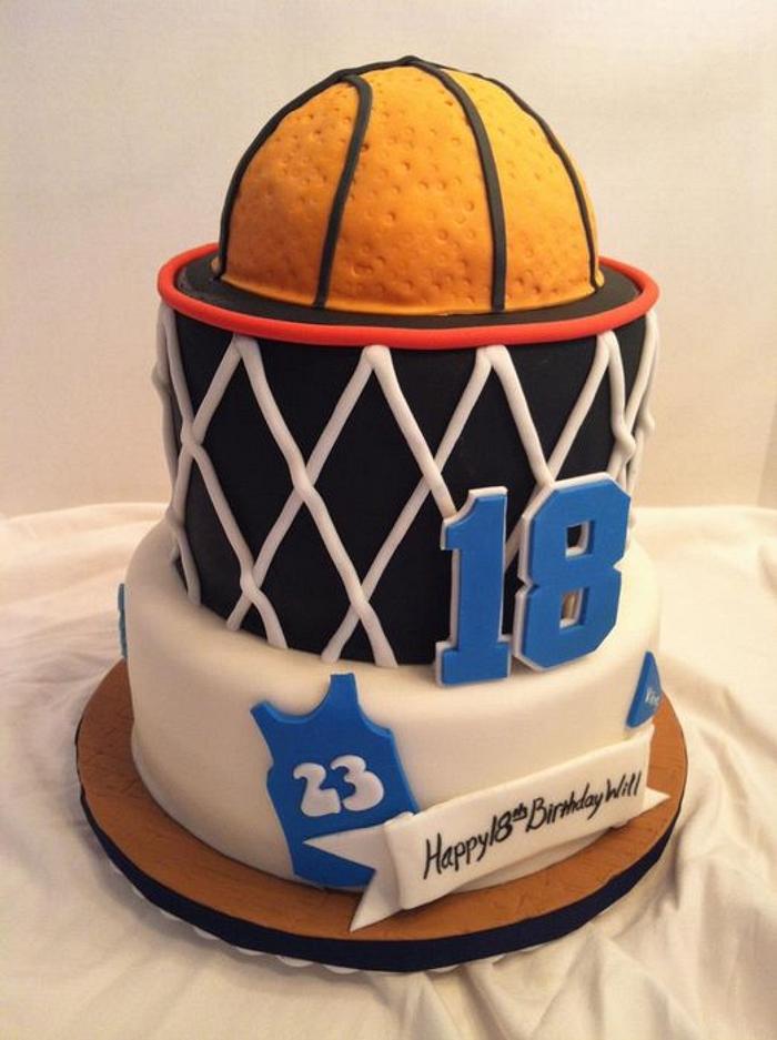 Birthday cake, sheet cake, basketball and streamers | Basketball birthday  cake, Birthday sheet cakes, Sheet cake designs