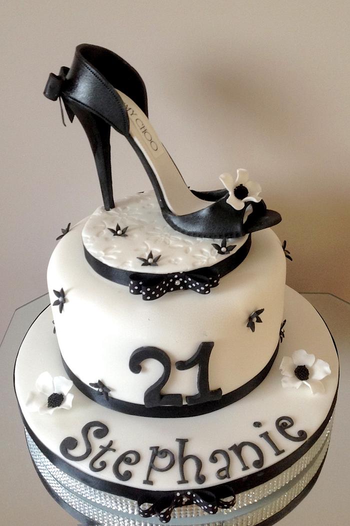 Black & White Stiletto Shoe Cake 