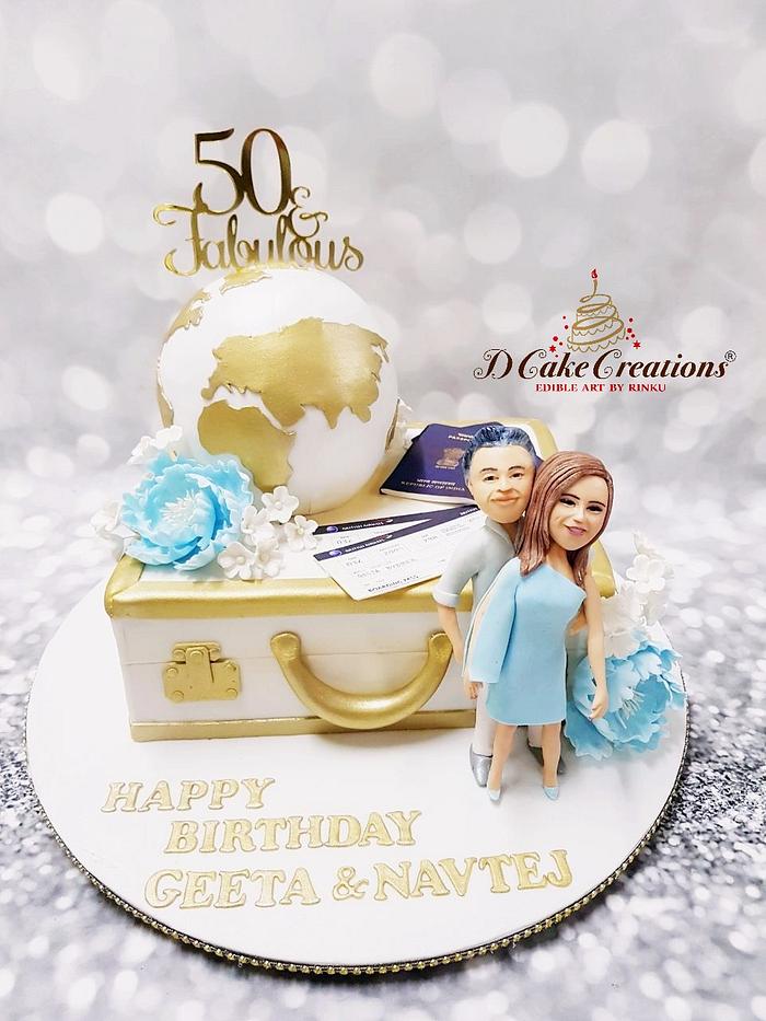 50 & Fabulous Travel Theme Cake 