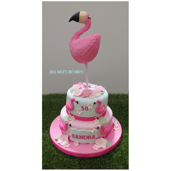 Flamingo cake and topper