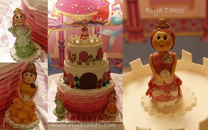 Princess castle cake with pink ombre ruffles