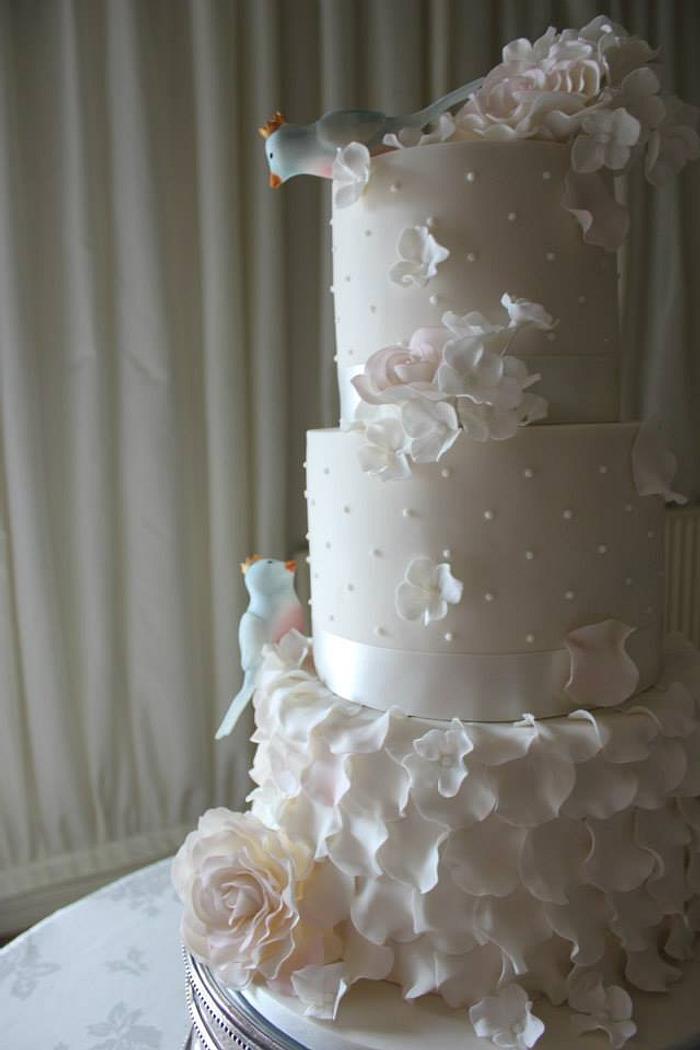 Ruffles & Bluebirds Wedding Cake.