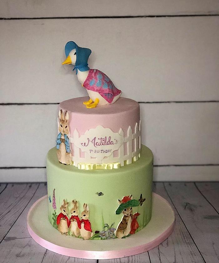 Beatrix Potter 1st birthday cake 