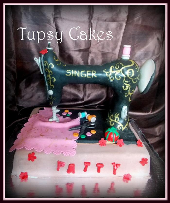 singer sewing machine cake