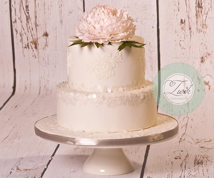 Peony sequin Wedding Cake