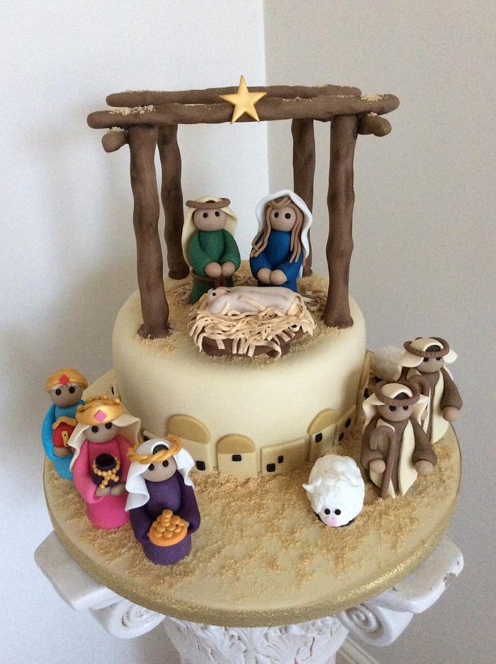 Nativity themed Christmas Cake 