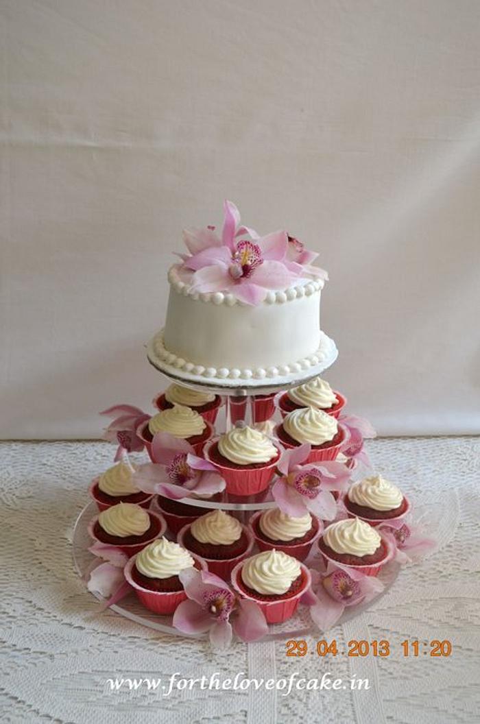 Cupcake tower for a wedding cake