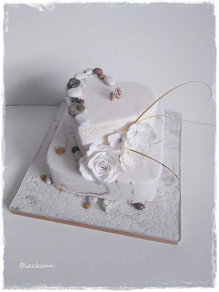 Wedding cake with edible stones