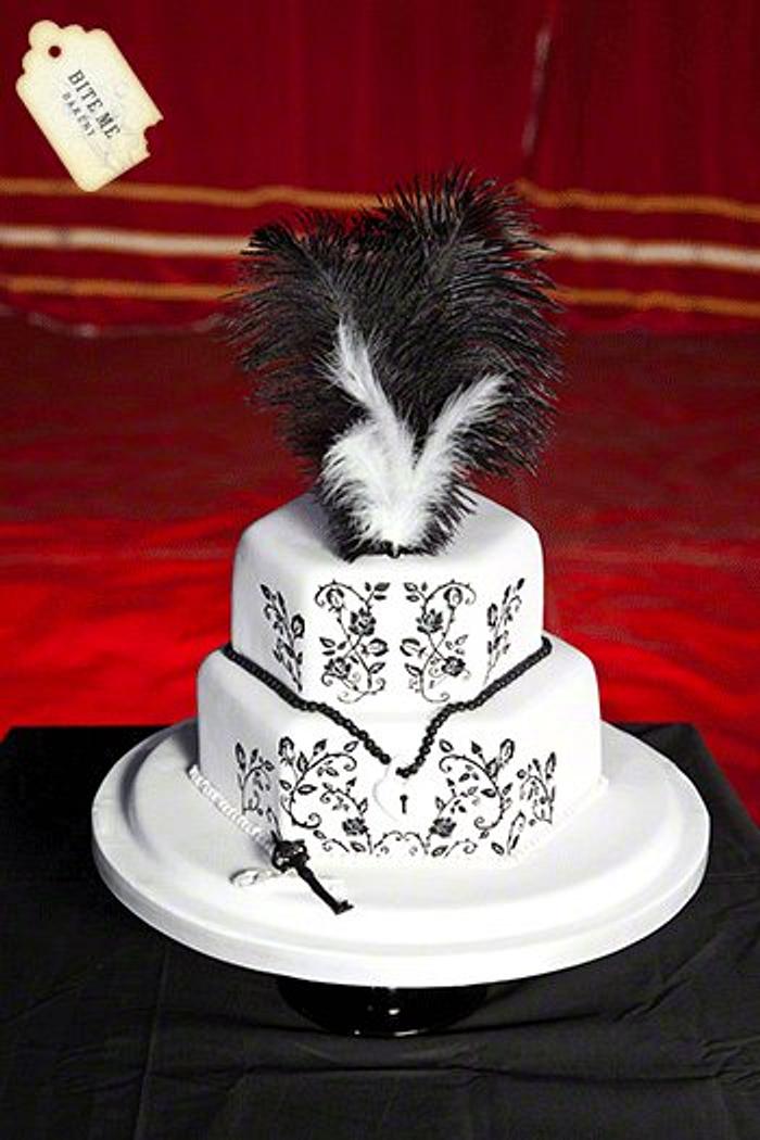 Gothic Black Rose Wedding Cake