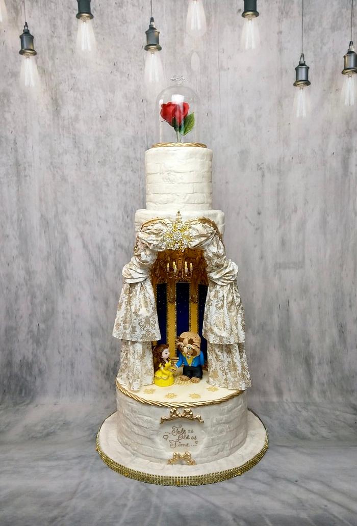 Beauty and the beast wedding cake