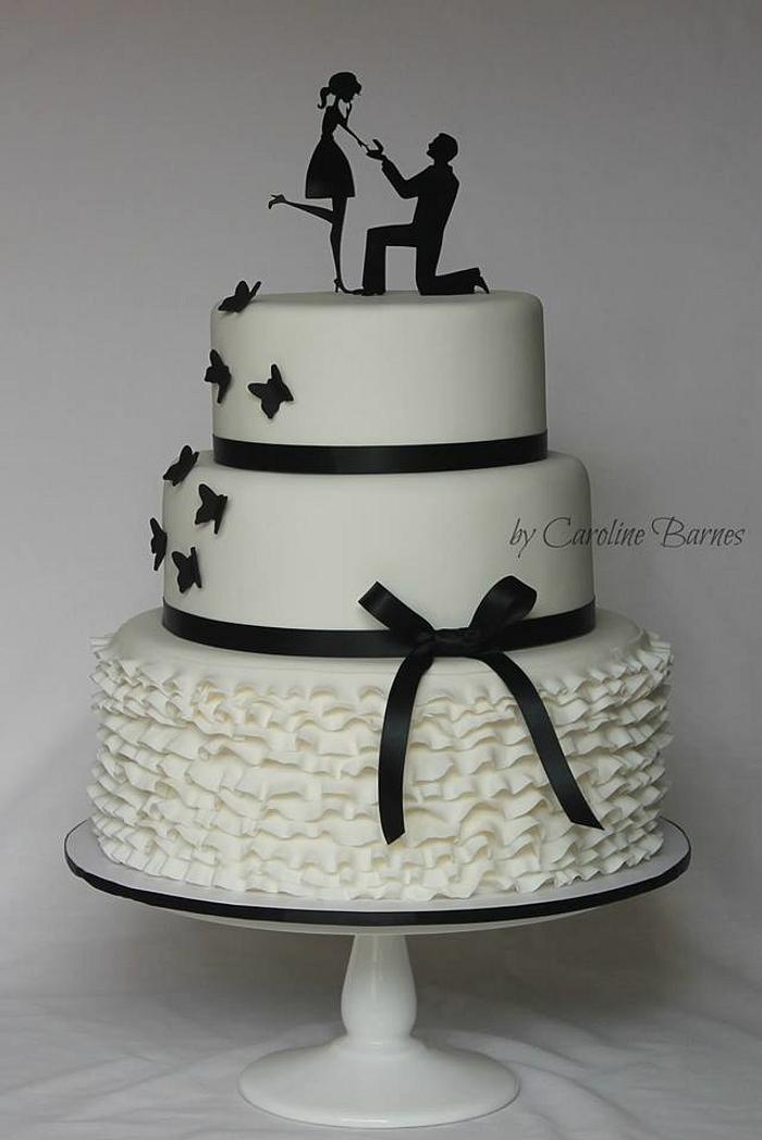 Silhouette engagement cake