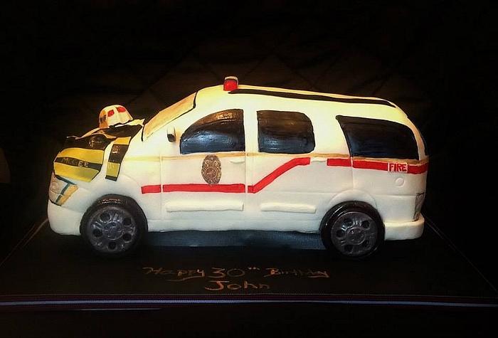 Fire chief truck cake