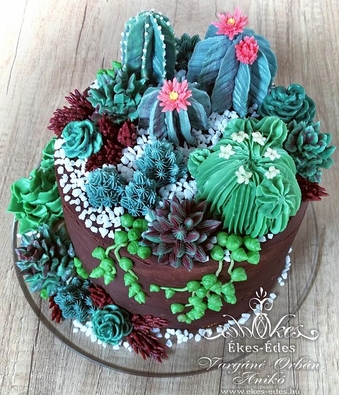 Cactus and Succulent Cake