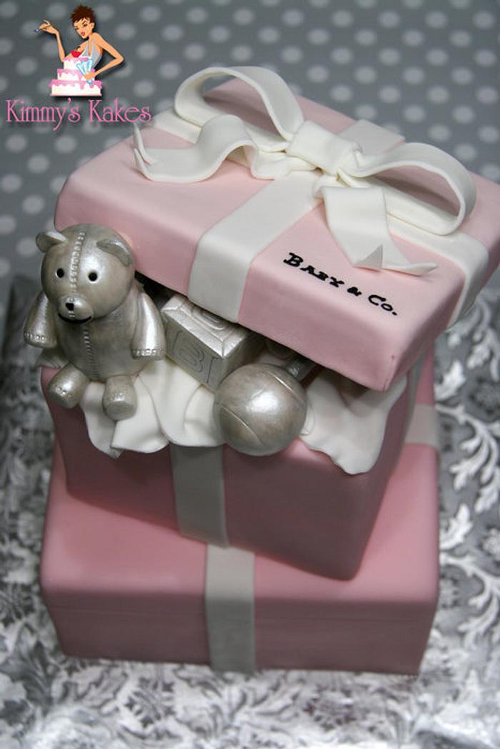Tiffany inspired baby shower cake