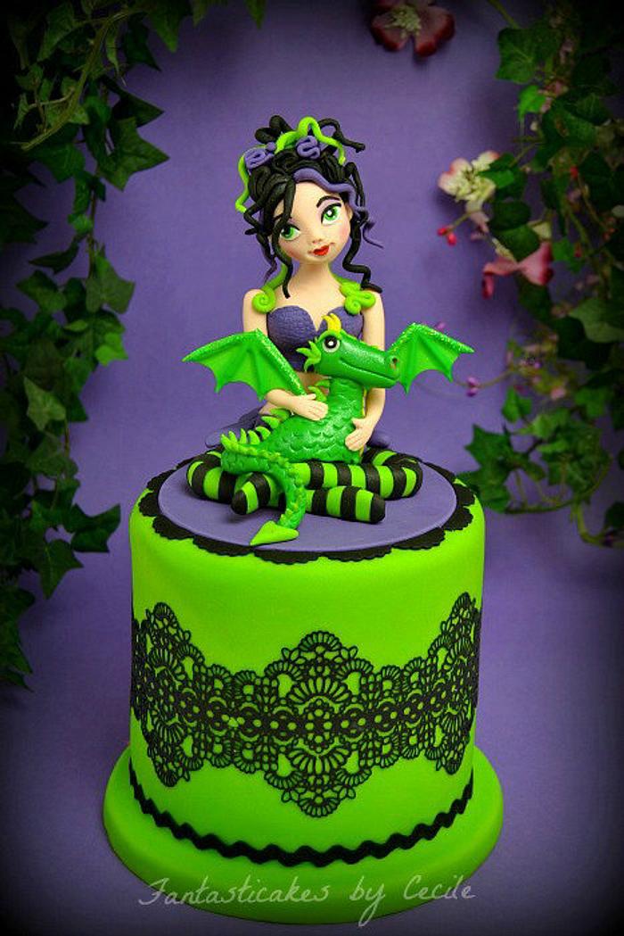 Fairy and Little Dragon Cake