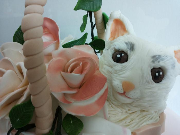 miao!!!! cat and roses