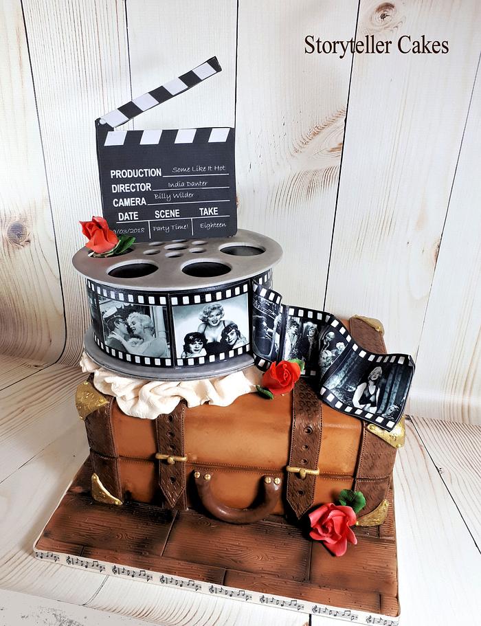 Vintage Suitcase & Fim Reel Birthday Cake