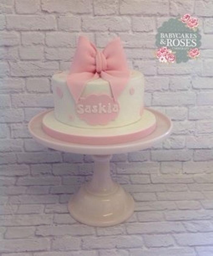 Pink Bow & Spots Cake