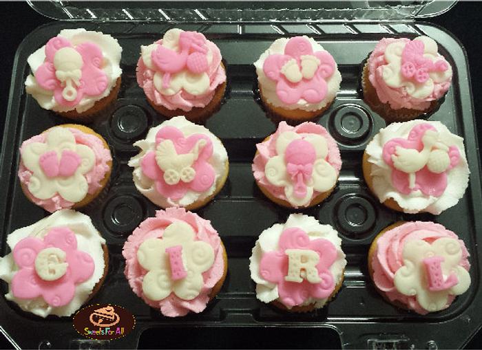 Baby Girl Shower Cupcakes 