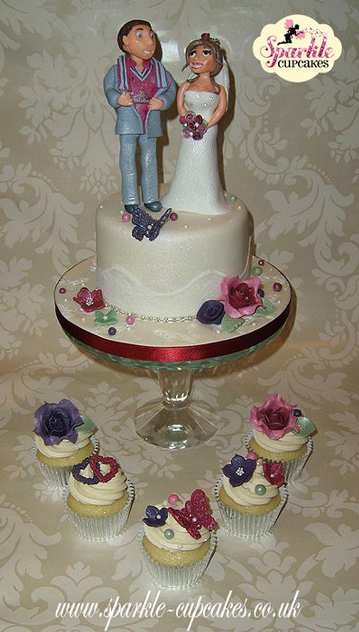Football & Flowers Wedding Cake