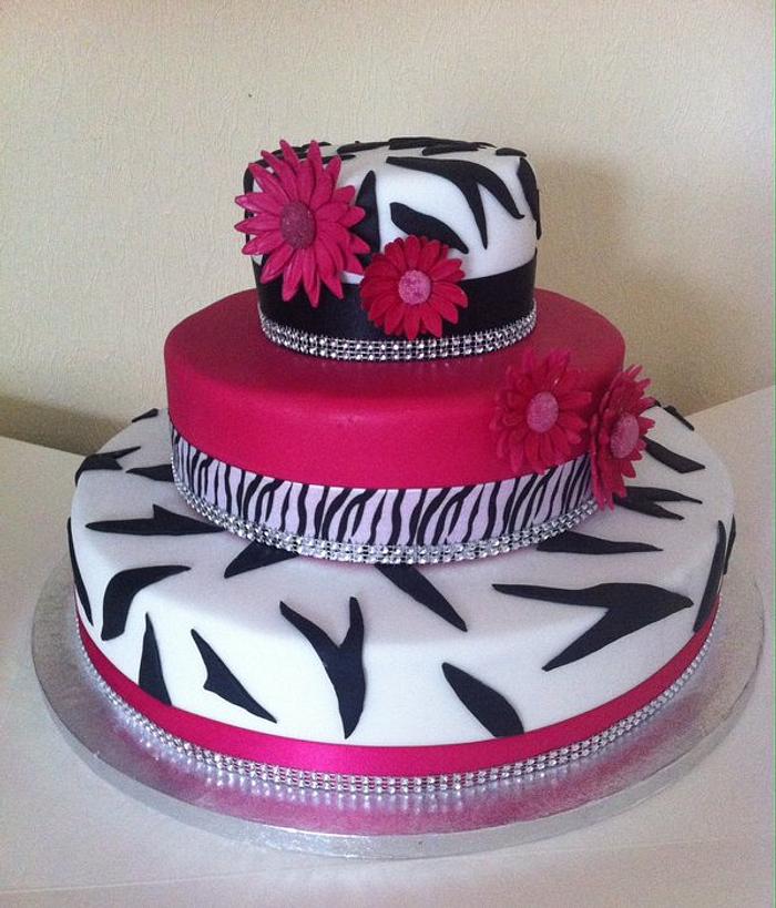Zebra print pink & diamante