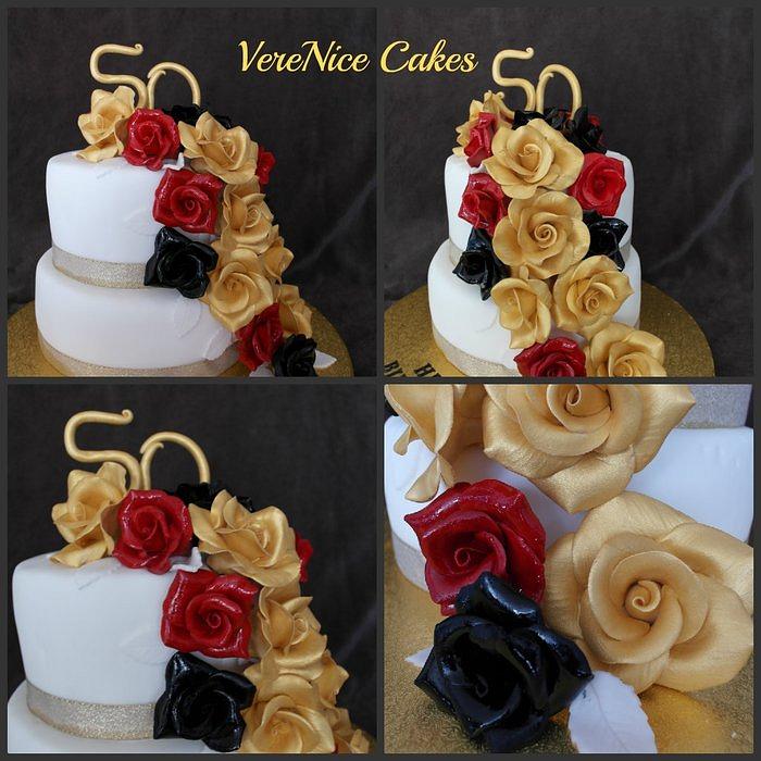 Red, Black and Gold Cake
