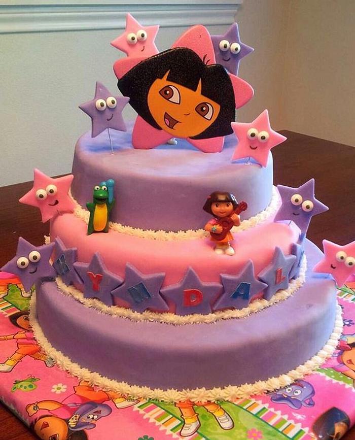 dora theme cake | dora buji theme cake | dora birthday cake, - YouTube