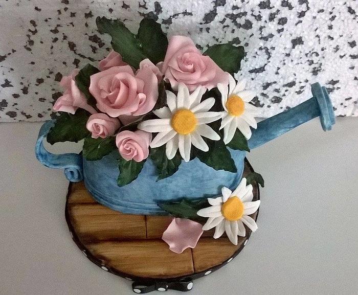 Watering can cake topper