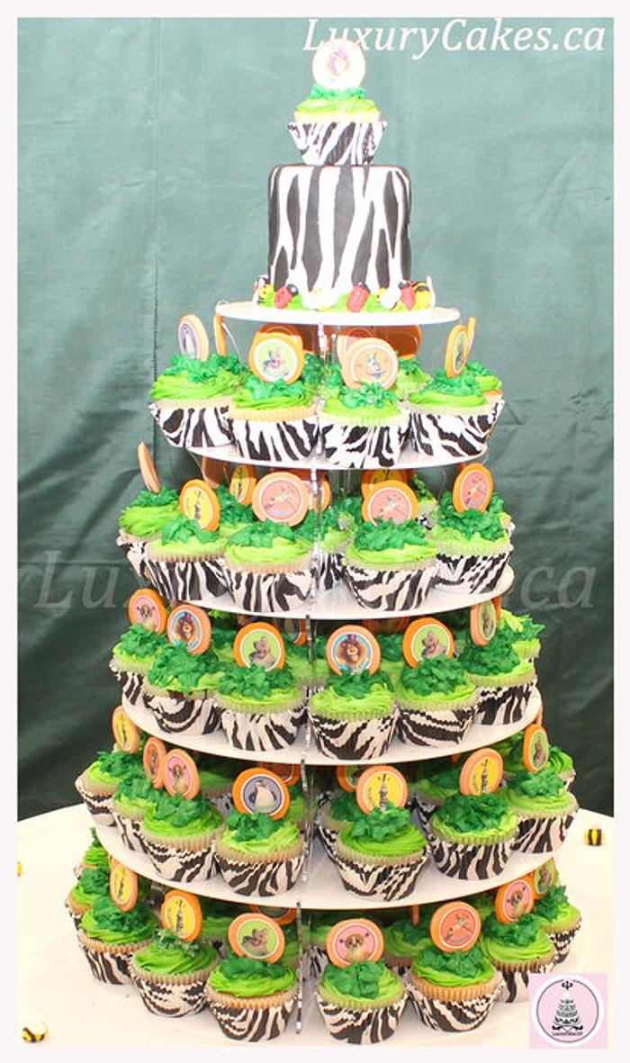 Madagascar themed cupcake tree